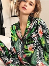 19 Momme Langes Geblümtes Pyjama-Set aus Seide für Damen Luxus Nachtwäsche aus Seide A006
