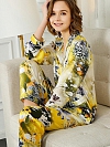 19 Momme Langes Geblümtes Pyjama-Set aus Seide für Damen Luxus Nachtwäsche aus Seide A003