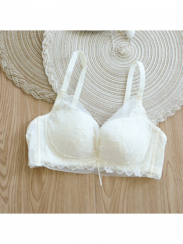 Bügelloser BH aus Seide mit Blumenspitze L003