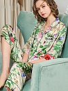 19 Momme Langes Geblümtes Pyjama-Set aus Seide für Damen Luxus Nachtwäsche aus Seide A003