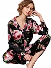 19 Momme Langes Geblümtes Pyjama-Set aus Seide für Damen Luxus Nachtwäsche aus Seide A010