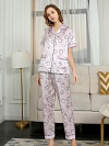Kurzes Pyjamas-Set aus Seide mit Zebradruck für Damen Nachtwäsche aus Seide A004