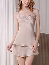 Damen Kurzes Pyjama-Set aus Seide Schlaftop und Shorts aus Seide für Damen D002