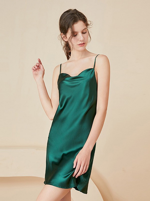 Damen 19 Momme Luxus Seide Nachthemd Kurzes Nachthemd aus Seide C004