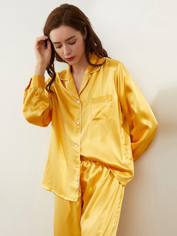 Damen 19 Momme Luxus Seide Schlafanzug Pyjama aus Seide A014