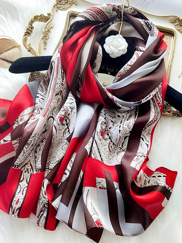 Vintage Gemusterter Schal aus Siede für Damen O002