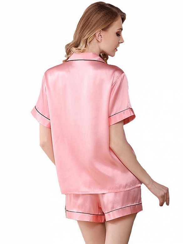 Damen Luxus Nachtwäsche aus Seide Kurzes Pyjama-Set aus Seide A007