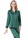 Langes Klassisches Pyjama-Set aus Seide für Damen Seidenpyjama Nachtwäsche aus Seide (mehrfarbig) A002