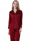 Langes Klassisches Pyjama-Set aus Seide für Damen Seidenpyjama Nachtwäsche aus Seide (mehrfarbig) A002