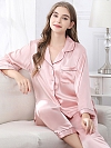 Langes Klassisches Pyjama Set aus Seide Maulbeerseide Schlafanzug für Damen A024