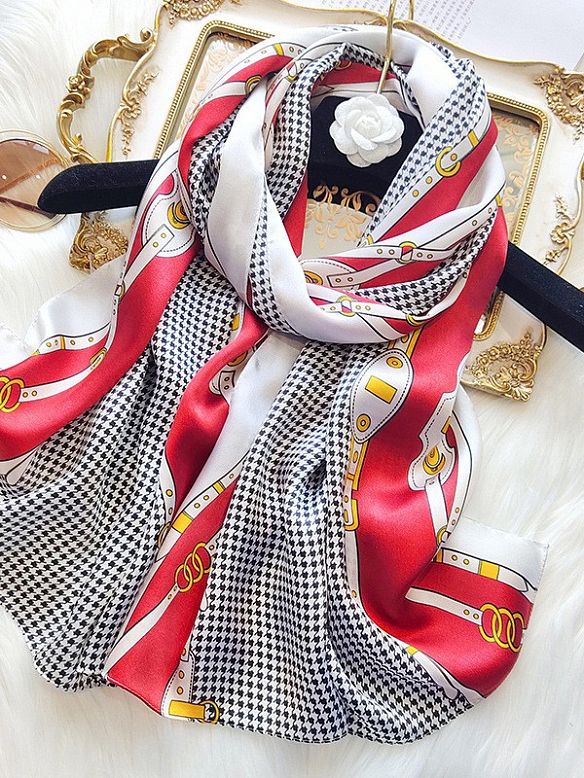 Vintage Gemusterter Schal aus Siede für Damen O002