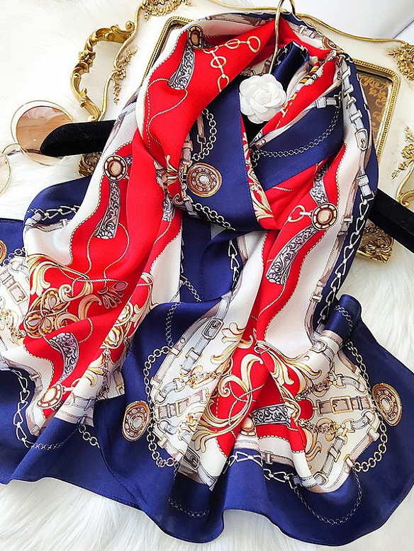 Vintage Gemusterter Schal aus Siede für Damen O002