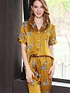 Kurzes Pyjamas-Set aus Seide mit Zebradruck für Damen Nachtwäsche aus Seide A004