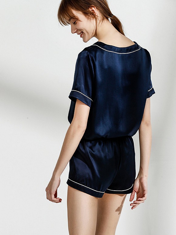 Damen 16 Momme Seide Kurzs Pyjama Set Luxus Kurzes Seidenpyjama A018