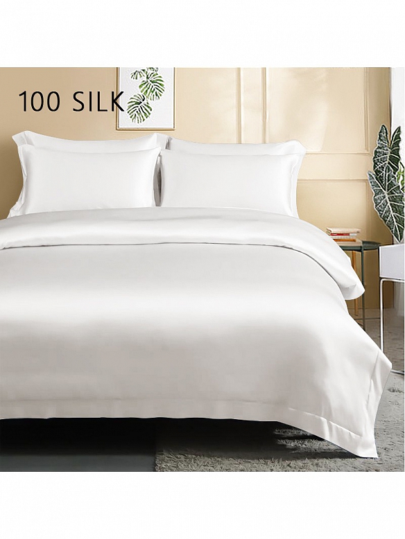 19 Momme Luxus Seide Bettwäsche Set für Doppelbett J001