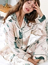 19 Momme Langes Geblümtes Pyjama-Set aus Seide für Damen Luxus Nachtwäsche aus Seide A003