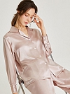Langes Klassisches Pyjama-Set aus Seide für Damen Seide Schlafanzug A015