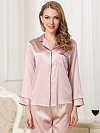 Langes Klassisches Pyjama-Set aus Seide für Damen Seidenpyjama Nachtwäsche aus Seide (mehrfarbig) A002