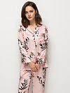 Langes Geblümtes Pyjama Set aus Seide Luxus Seidenpyjama für Damen A017