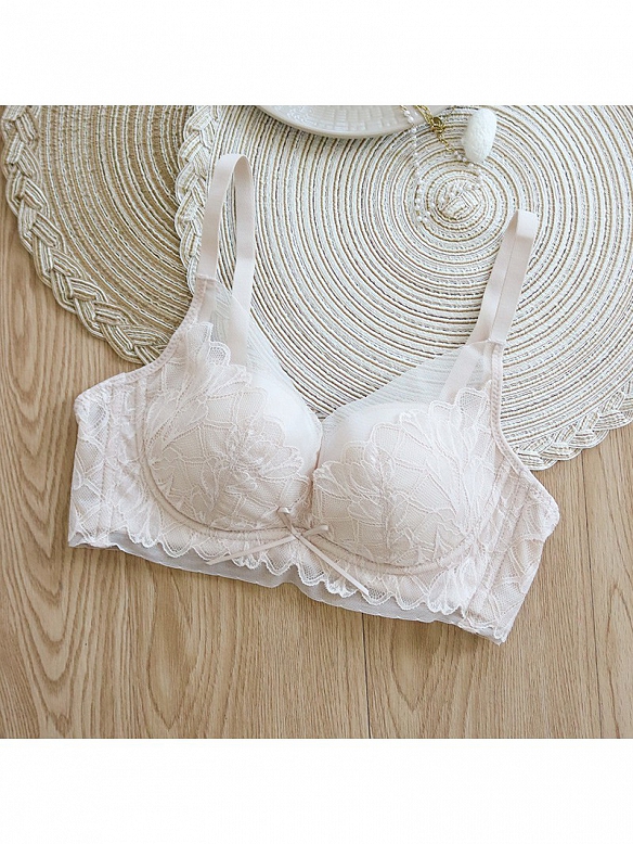 Bügelloser BH aus Seide mit Blumenspitze L003