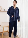 Langes Klassisches Pyjama Set aus Seide für Herren 19 Momme Maulbeerseide Pyjama E002