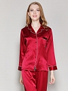 Langes Klassisches Pyjama-Set aus Seide für Damen Seidenpyjama Nachtwäsche aus Seide (mehrfarbig) A002