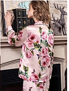 19 Momme Langes Geblümtes Pyjama-Set aus Seide für Damen Luxus Nachtwäsche aus Seide A010