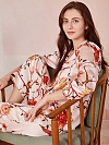 Geblümtes Pyjama Set aus Seide für Damen Langes Seidenpyjama A021