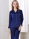 Langes Klassisches Pyjama-Set aus Seide für Damen Seidenpyjama Nachtwäsche aus Seide (mehrfarbig) A002