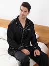 Langes Klassisches Pyjama Set aus Seide für Herren 19 Momme Maulbeerseide Pyjama E002