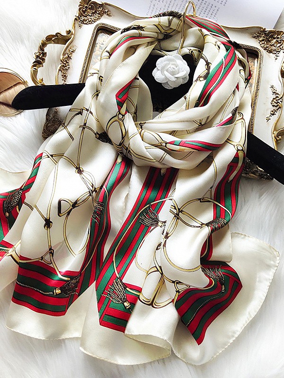 Vintage Gemusterter Schal aus Siede für Damen O002