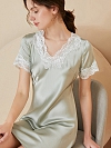 Kurzes Maulbeerseide Nachthemd mit Spitze für Damen Nachthemd aus Seide C003
