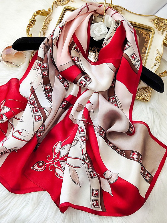 Vintage Gemusterter Schal aus Siede für Damen O002