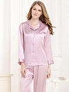 Langes Klassisches Pyjama-Set aus Seide für Damen Seidenpyjama Nachtwäsche aus Seide (mehrfarbig) A002