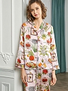 19 Momme Langes Geblümtes Pyjama-Set aus Seide für Damen Luxus Nachtwäsche aus Seide A003